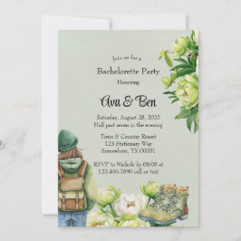 Grönt White Peony Elegant Bachelorette Party Inbjudningar