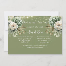 Grönt White Peony Light Lägg till bild Rehearsal D Inbjudningar