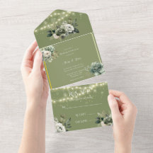 Grönt White Peony Ljus Bröllop
