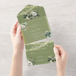 Grönt White Peony Ljus Bröllop