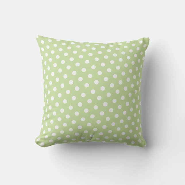 Grönt & White Polka Dot Mönster Dekorativ kudde (Framsida)