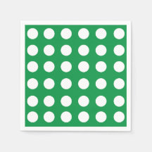 Grönt White Polka Dot Vintage Retro Party