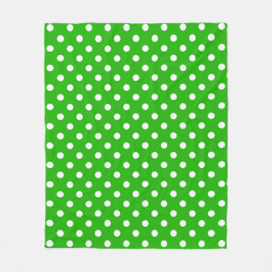 Grönt White Polka dots Design Fleecefilt
