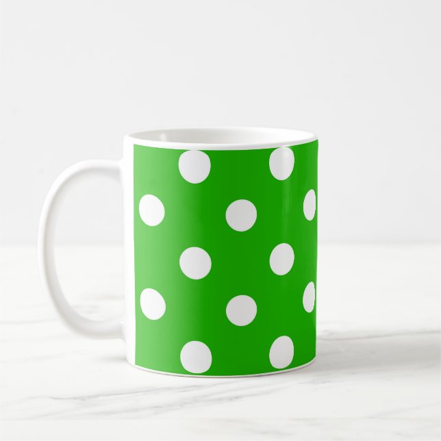Grönt White Polka dots Design Kaffemugg (Vänster)