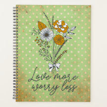 Grönt & White Polka säger "Kärlek more Worry Lless