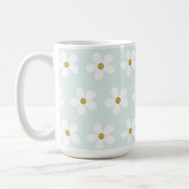Grönt White Simple Daisy Guld Personal Kaffemugg