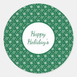 Grönt White Snöflingor Helgdagar - jul Runt Klistermärke