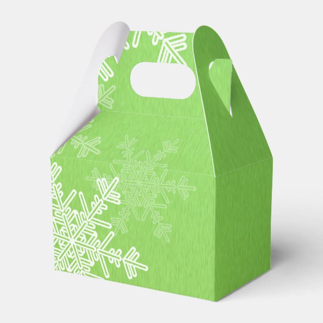 Grönt White Snöflingor minimalistisk jul Presentaskar (Framsidan Sidan)