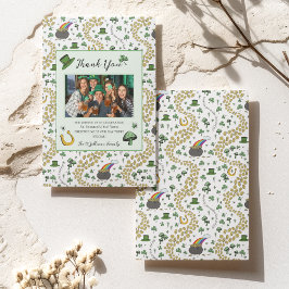 Grönt & White St Patricks Irish Tack You Card Kort