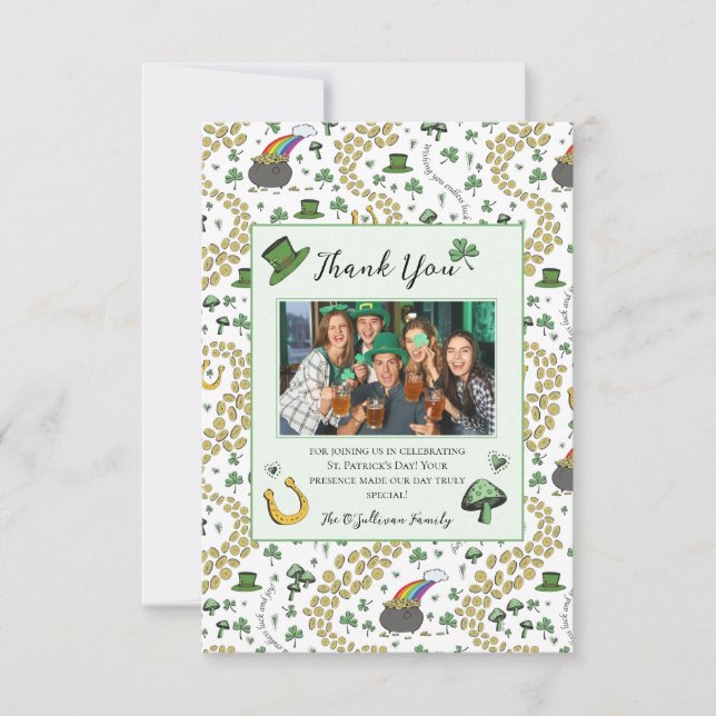 Grönt & White St Patricks Irish Tack You Card Kort (Framsida)