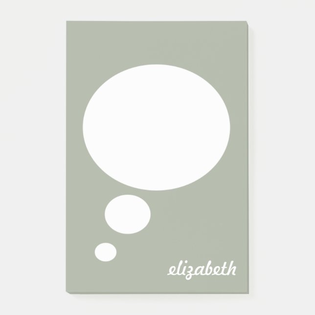 Grönt & White Talk Bubble Personlig Namn Post-it Block (Framsida)