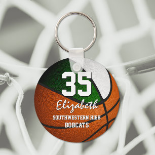 Grönt White Team färg-pojkar basket för-pojkar Nyckelring
