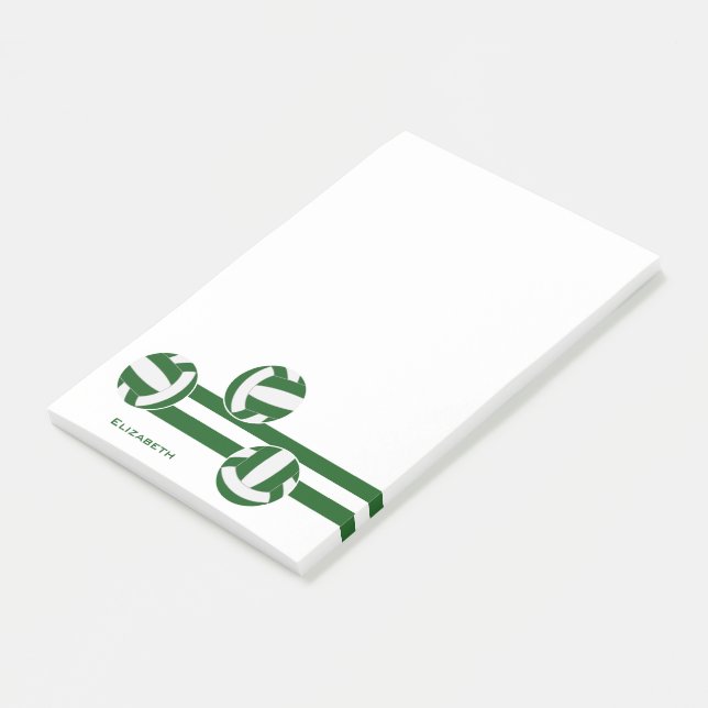 grönt White team färg volleyballar rand Post-it Block (Vinklad)