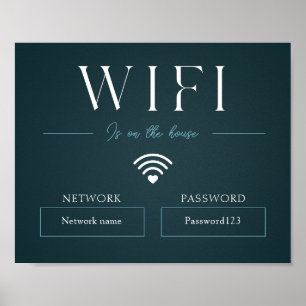 Grönt-WiFi-lösenord och nätverkstecken Poster