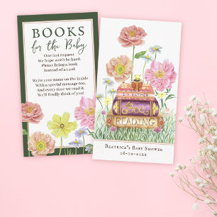 Grönt Wildblomma Bokar for Baby Shower Bookmark Tilläggskort