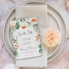 Grönt Wildblommor Ram Spara datumet Inbjudan