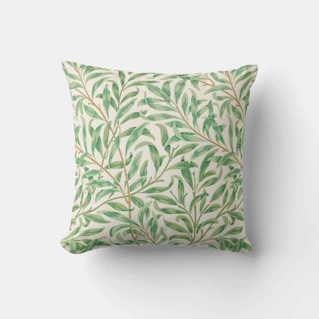 Grönt William Morris Mönster Kudde (Framsida)
