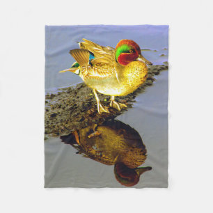 Grönt Winged Teal Anka Small Flebit Blanket Fleecefilt