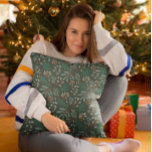 Grönt Winter Botanical Mönster Kudde<br><div class="desc">Kläder och roligt jultomte med hand plockade som illustration av botaniska vinter.</div>