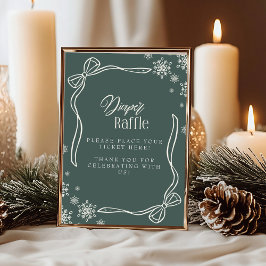 Grönt Winter Coquette Diaper Raffle Bord Sign Inbjudningar