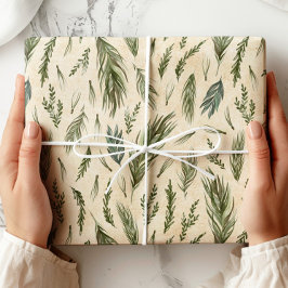 Grönt Winter Foliage Kraft Presentpapper