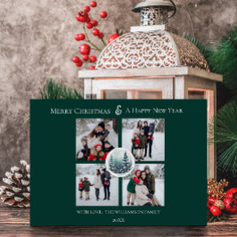 Grönt Winter Forest Blommigt Photo Collage Julkort