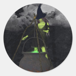 Grönt Witch Brev ett stavmärke Runt Klistermärke