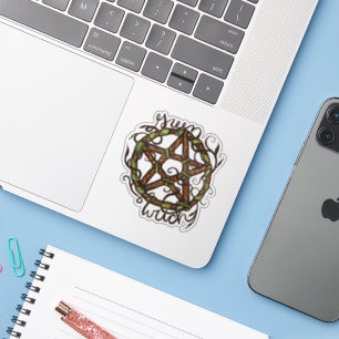 Grönt Witch Earth Pentacle Art Klistermärken