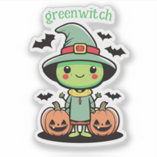 Grönt Witch Klistermärken