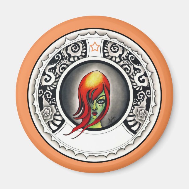 Grönt Witch Magnet (Framsidan)
