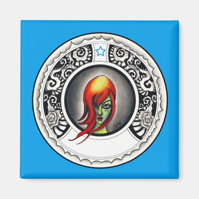 Grönt Witch Magnet (Framsidan)