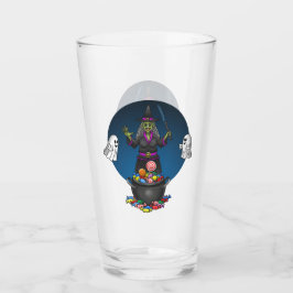 Grönt Witch och Spöken Bus eller godis Halloween Glaskopp