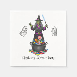 Grönt Witch och Spöken Bus eller godis Halloween Pappersservett