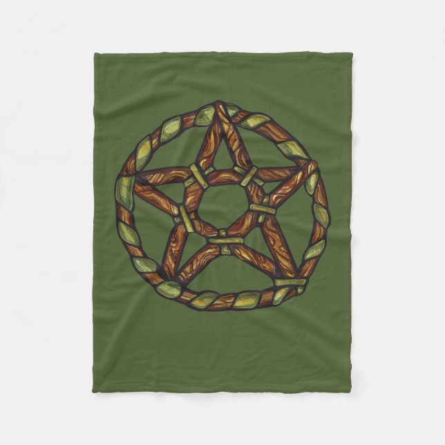 Grönt Witch Pagan Pentacle Nature Wicca Fleecefilt (Framsidan)