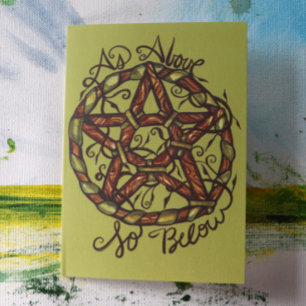 Grönt Witch Pagan Pentacle Nature Wicca Kort