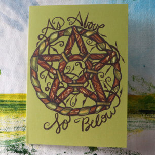 Grönt Witch Pagan Pentacle Nature Wicca Kort