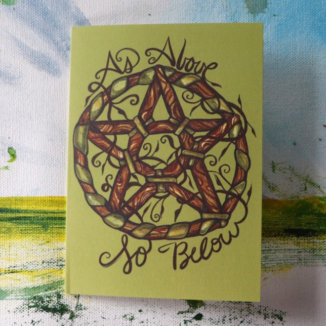 Grönt Witch Pagan Pentacle Nature Wicca Kort (Skapare uppladdad)