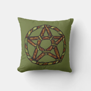 Grönt Witch Pagan Pentacle Nature Wicca Kudde