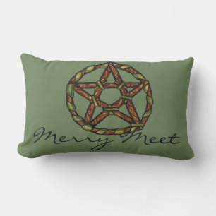 Grönt Witch Pagan Pentacle Nature Wicca Lumbarkudde