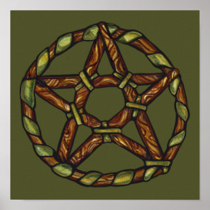 Grönt Witch Pagan Pentacle Nature Wicca Poster