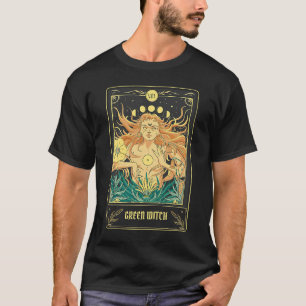Grönt Witch Tarot Card Pagan Wicca Wiccan Retro VI T Shirt