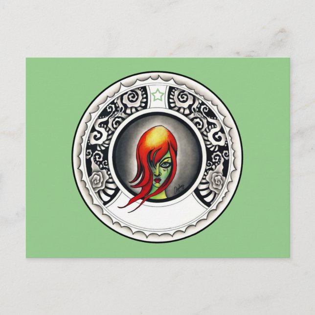 Grönt Witch Vykort (Framsida)