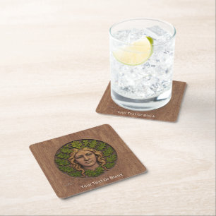 Grönt Woman - Wood Underlägg Papper Kvadrat