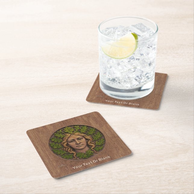 Grönt Woman - Wood Underlägg Papper Kvadrat (Insitu)