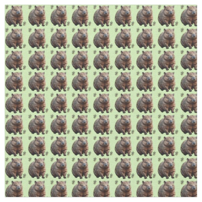 Grönt Wombat Brick Mönster Tyg (Närbild)