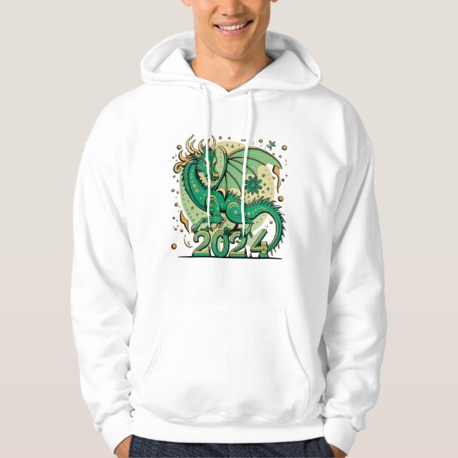 Grönt Wood Dragon Symbol 2024 Kinesisk Hoodie (Framsida)