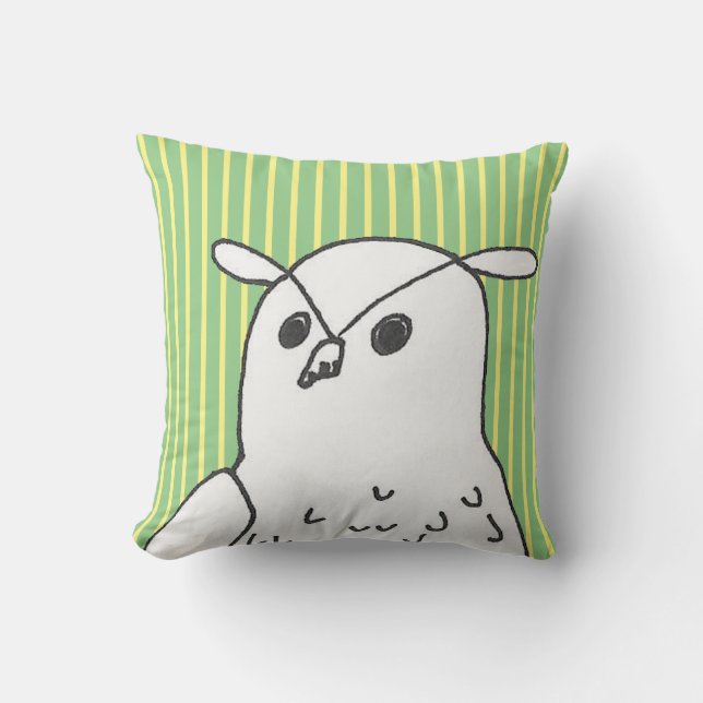 Grönt Woodland Animal Art Cute Uggla Kudde (Framsida)