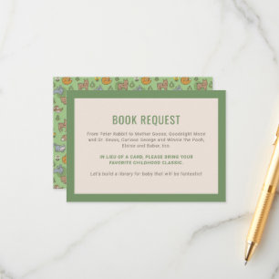 Grönt Woodland Animals Baby Shower Bok Request Tilläggskort