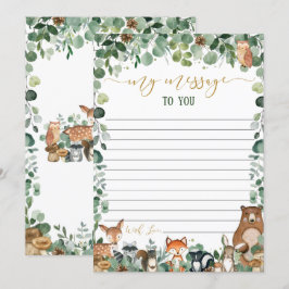 Grönt Woodland Animals Time Capsule Message Cards Inbjudningar