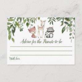 Grönt Woodland Baby Shower Advice for Parents Card Tilläggskort